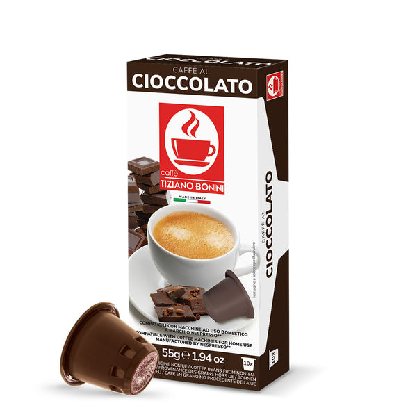 Scopri 10 Capsule Bonini Compatibili Nespresso Cioccolato –