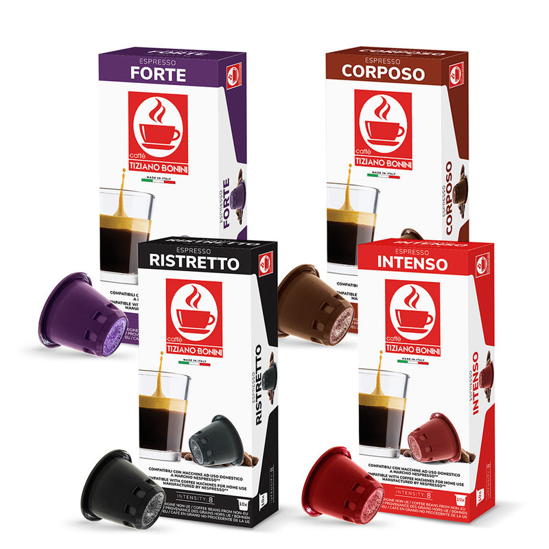 Caffè intenso in cialde capsule Caffè Bonini compatibili Nespresso